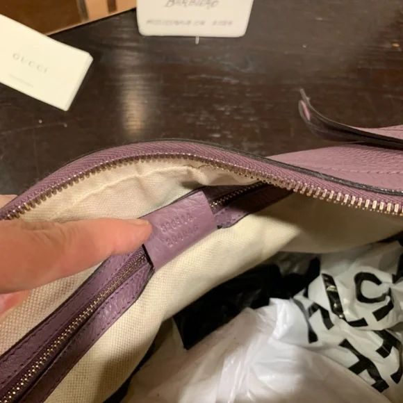 💕Authenic Gucci Mauve Leather Hobo Shoulder Tote Convertible Detachable Strap - Picture 4 of 13